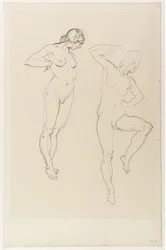 Nackte weibliche Figur, auf Zehenspitzen stehend